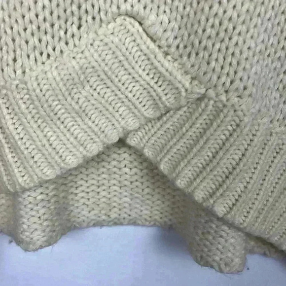 Silence & Noise Womens Sweater Cream M Cable Knit Sleeves Crop Pullover Casual - Picture 6 of 10